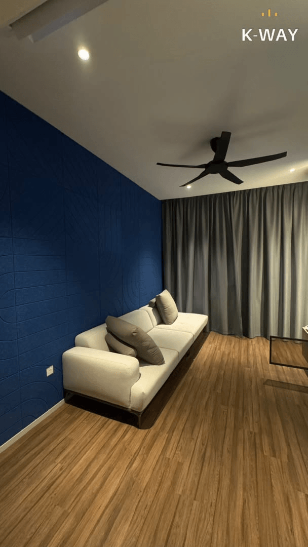 Soundproofing and Acoustic Treatment for Luxury Service Apartment Living Room 600 sqft