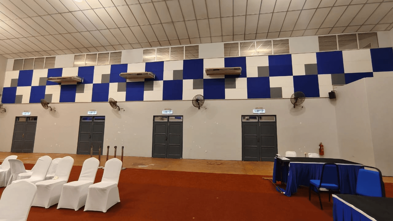 soundproofing and acoustic treatment for multipurpose hall, event space, community hall, auditorium, multi-purpose venue, school hall or majlis hall.